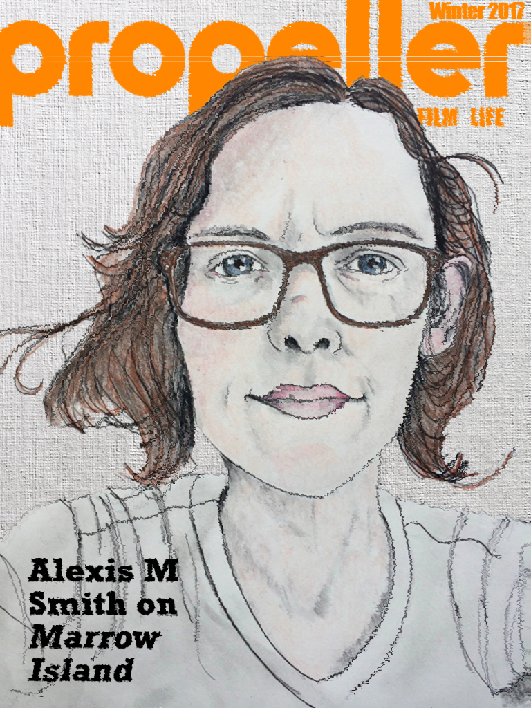 Alexis M. Smith in a drawing by Zachary Schomburg on the cover of the winter 2016 issue of Propeller